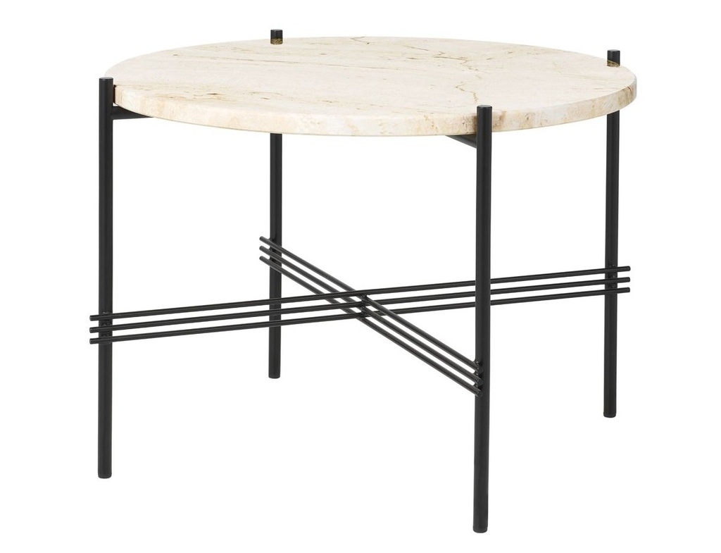 TS Coffee Table - Round 55 / Black / White Travertine