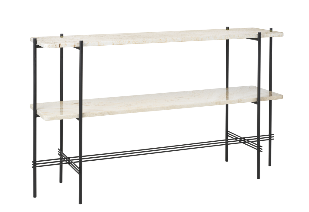 TS Console - 120 2 Racks / Black / Neutral White Travertine