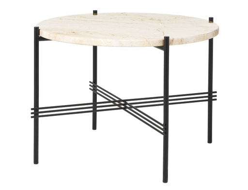 TS Coffee Table - Round 55 / Black / White Travertine