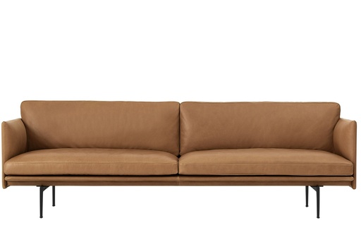 Outline Sofa 3-seater / Black / Leather Cognac