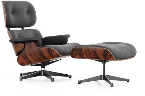 Eames Lounge Chair & Ottoman - Santos Palisander / Leather Natural Black