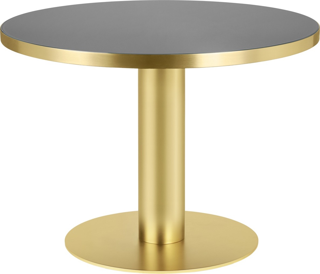 1.0 Dining Table - Round 80 - Brass - Safari beige glass (Discontinued)