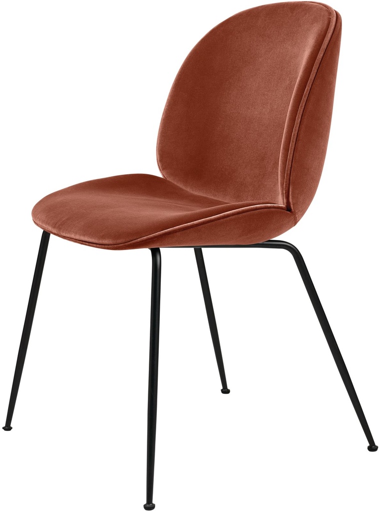 Beetle Dining Chair - Fully upholstered - Antique brass - Velluto 641 Rusty red
