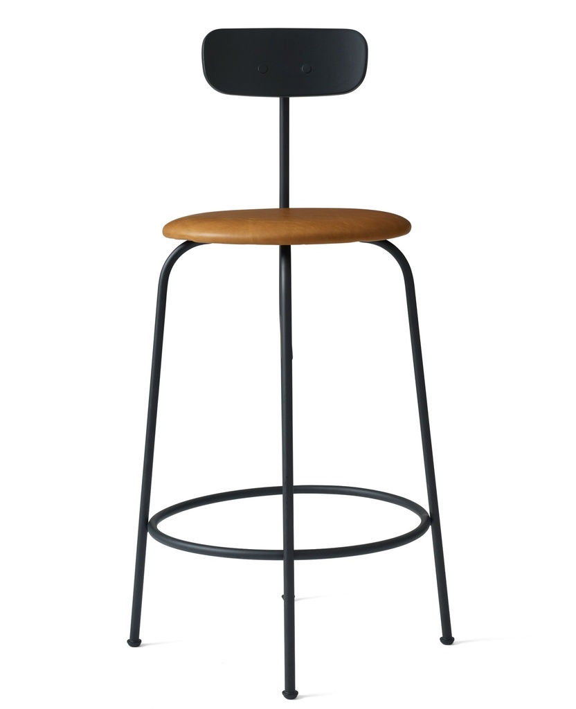 Afteroom Counter Chair - Black base - Leather Dunes 21000 Cognac