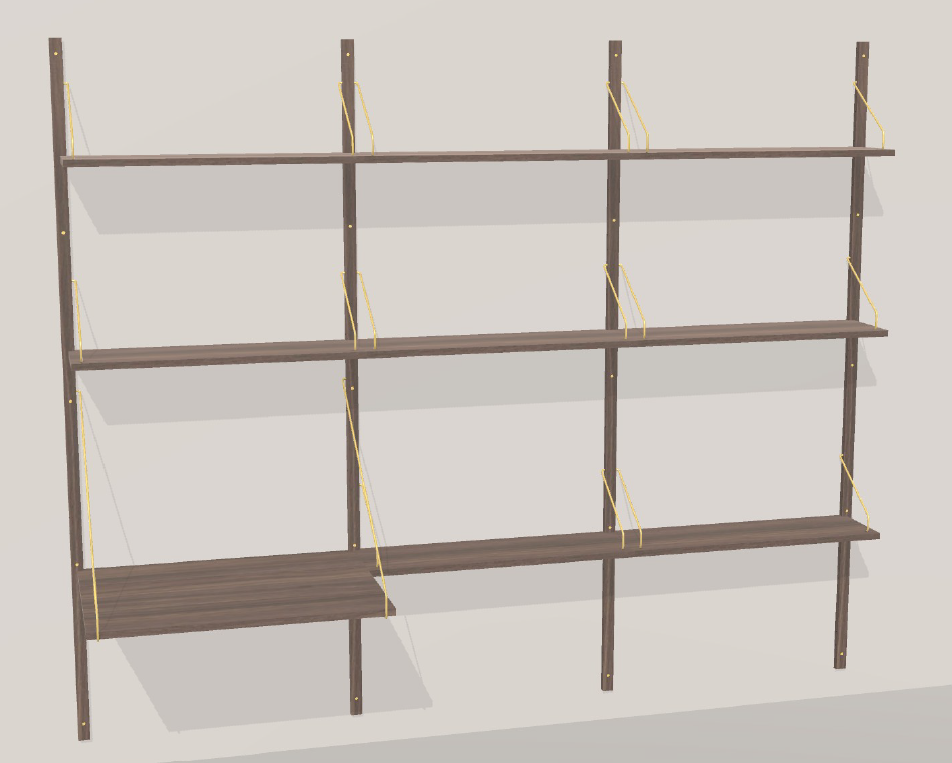 Royal System shelving / Brass / Smoked oak
