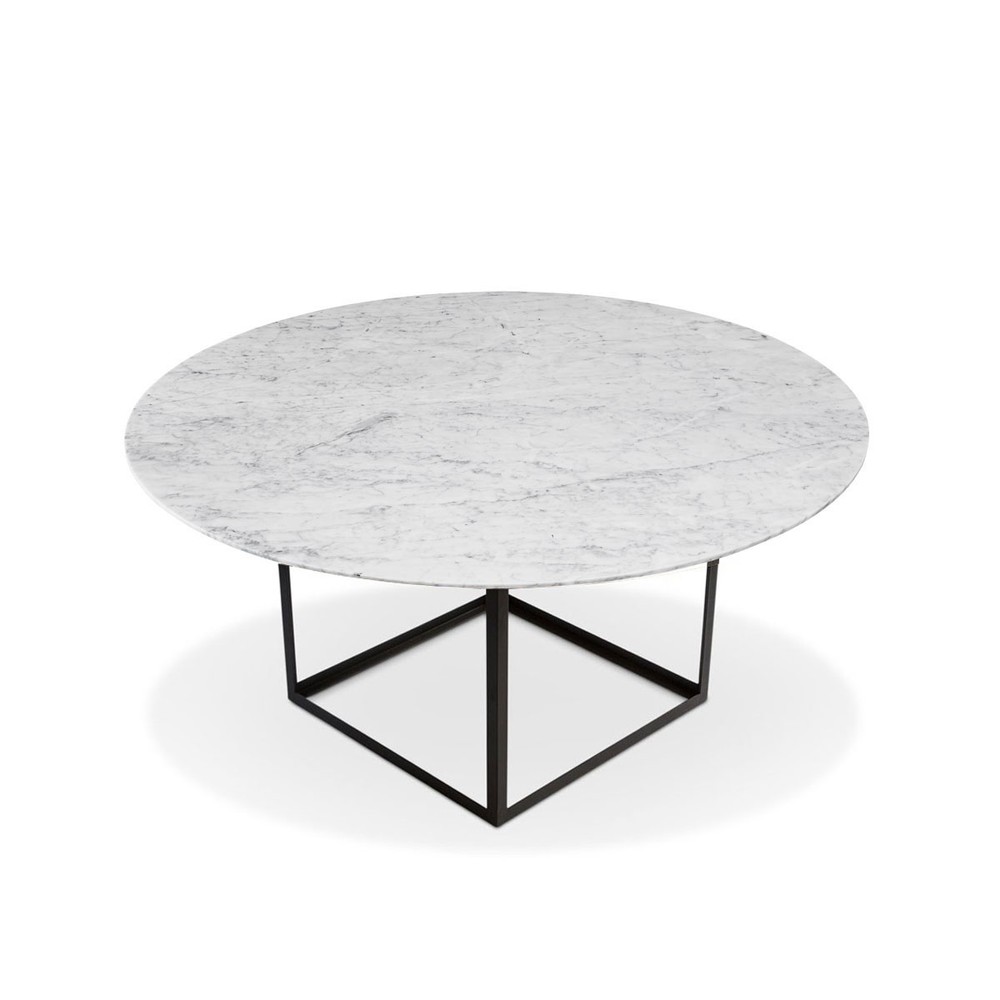 Jewel Table Round - Black / White Carrara Marble