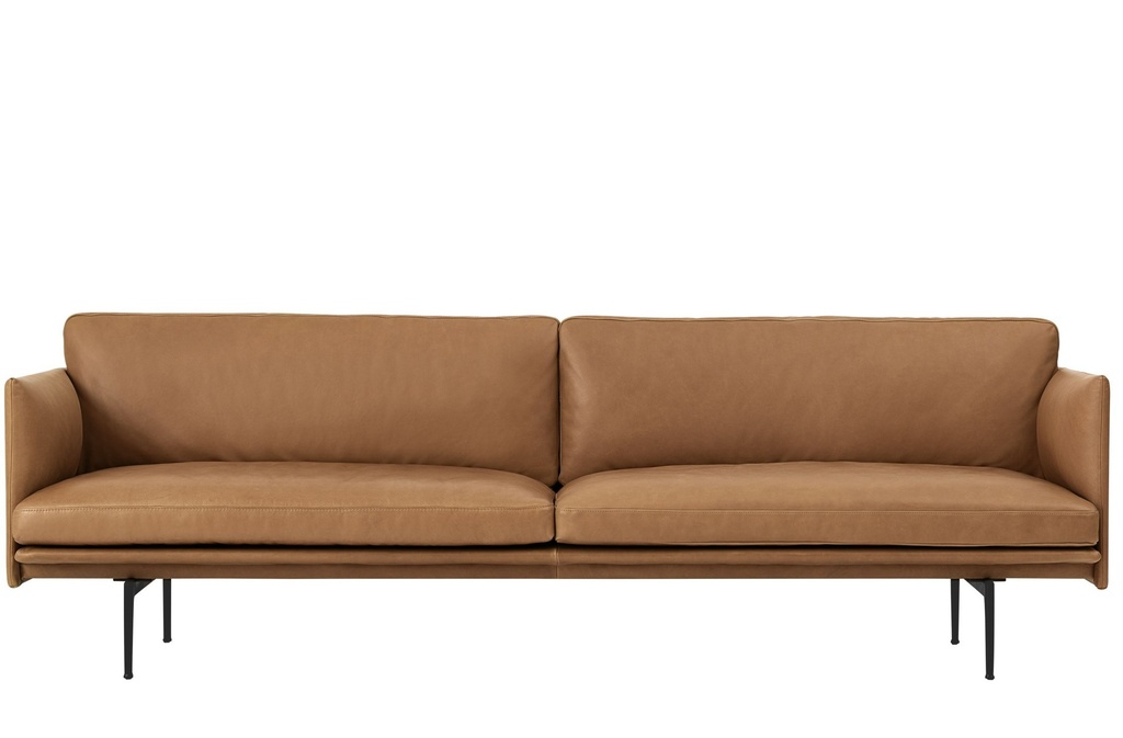 Outline Sofa 3-seater / Black / Leather Cognac