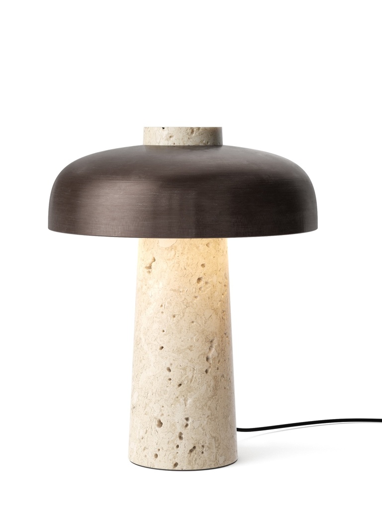Reverse Table Lamp / Bronzed brass / Travertine