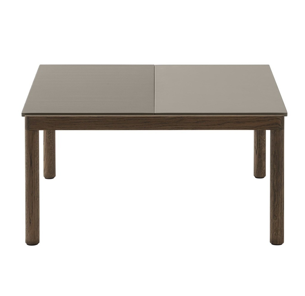 Couple Coffee Table / Dark Oiled Oak / plain & wavy Taupe