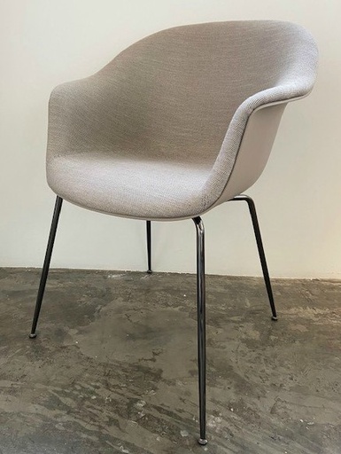 Bat Dining Chair - Front upholstered - Black chrome - New beige - Dedar Sinequanon 008