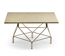 Spider Coffee Table Square 120 x 120 cm / Travertine Sand / Brass
