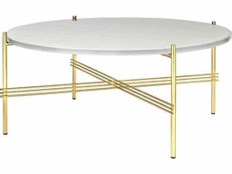 TS Coffee Table - Round 80 / Brass / Oyster white glass