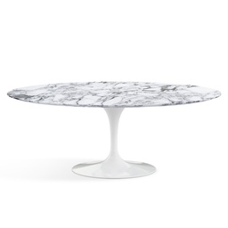 Saarinen Oval Dining Table 244 / White / Arabescato marble Coated