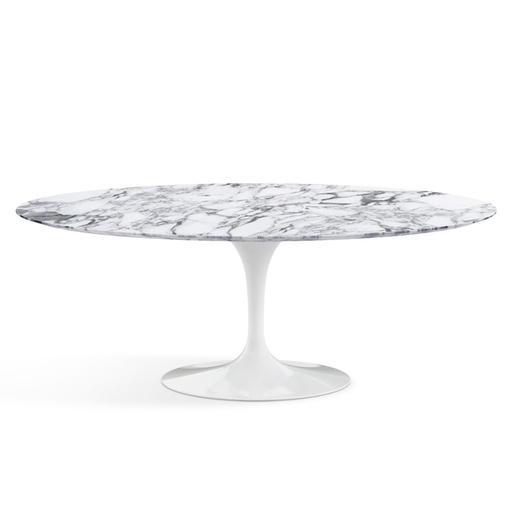 Saarinen Oval Dining Table 244 / White / Arabescato marble Coated