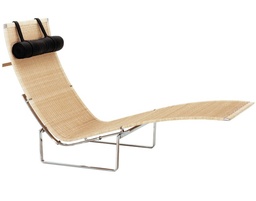 PK24 - Chaise Longue wicker / Leather cushion