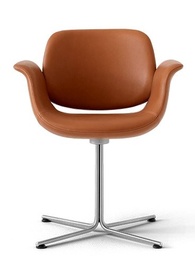 Model 3371 - Flamingo Swivel Chair / X-base / Stainless steel  / Leather Omni 307 Cognac