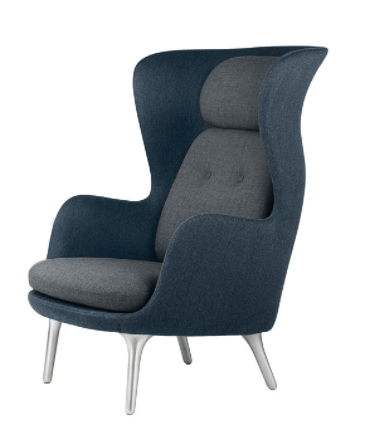 JH1 - Ro Lounge Chair Brushed aluminium legs / Fabric Gabriel Mood 2103 Shell / Gabriel Swing 51303 Cushion