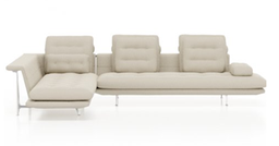 Grand Sofà 3-seater open right, chaise lounge left / Polished / Fabric Corsaro - Sand melange