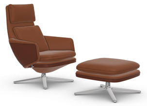 Grand Relax & Ottoman / Polished / Leather Premium cognac