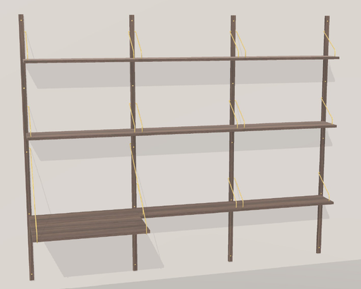 Royal System shelving / Brass / Smoked oak