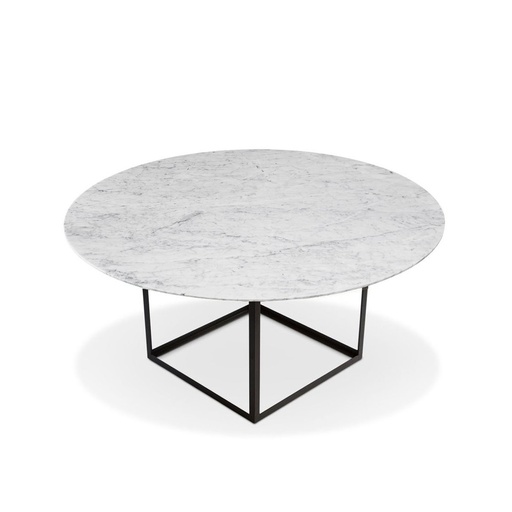 Jewel Table Round - Black / White Carrara Marble