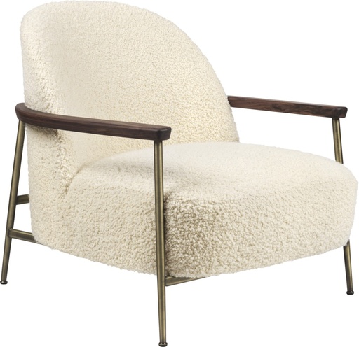 Sejour Lounge Chair with armrests / Antique brass / Walnut / Dora Boucle 2
