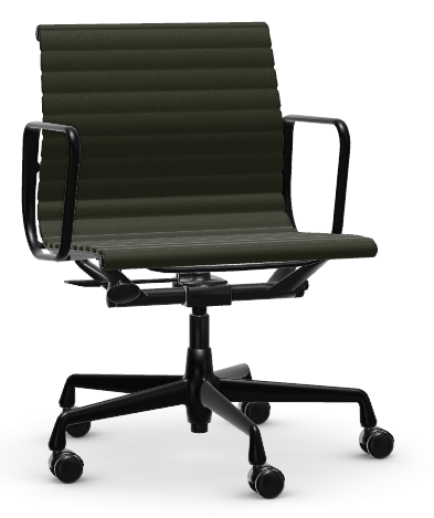 Aluminium Chair - EA 117 - Powder-coated Black - Fabric Hopsak Nero-Forest