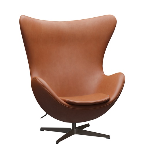 3316 - Egg Lounge Chair Anniversary - Black base - Leather Grace Chestnut