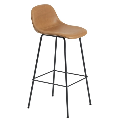 Fiber Bar Stool / Steel Black / Cognac leather